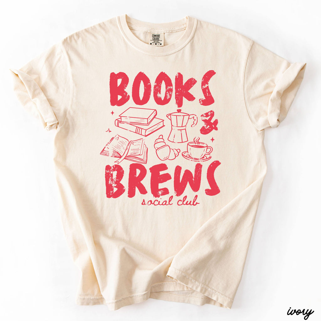 Books & Brews Coffee Tee *19 Colors (S-3X)
