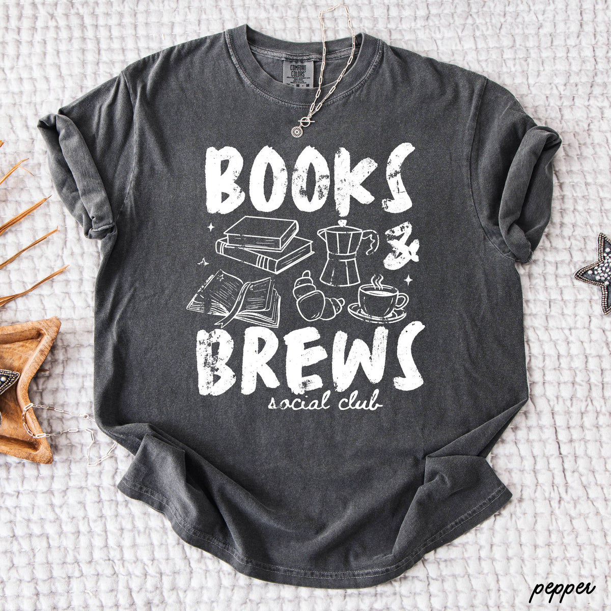 Books & Brews Coffee Tee *19 Colors (S-3X)
