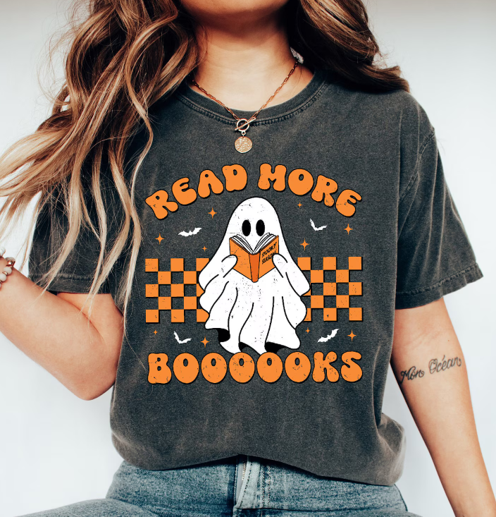 Retro Read More Books Spooky Teacher Shirt